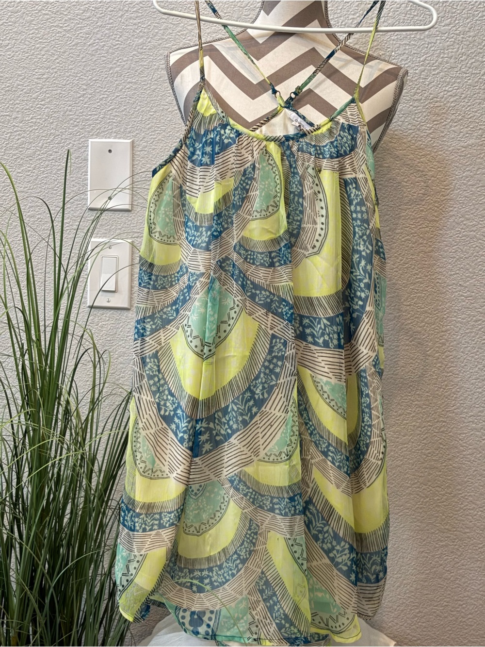O'Neill Blue, Teal and Lime Green Patterned Sundress
